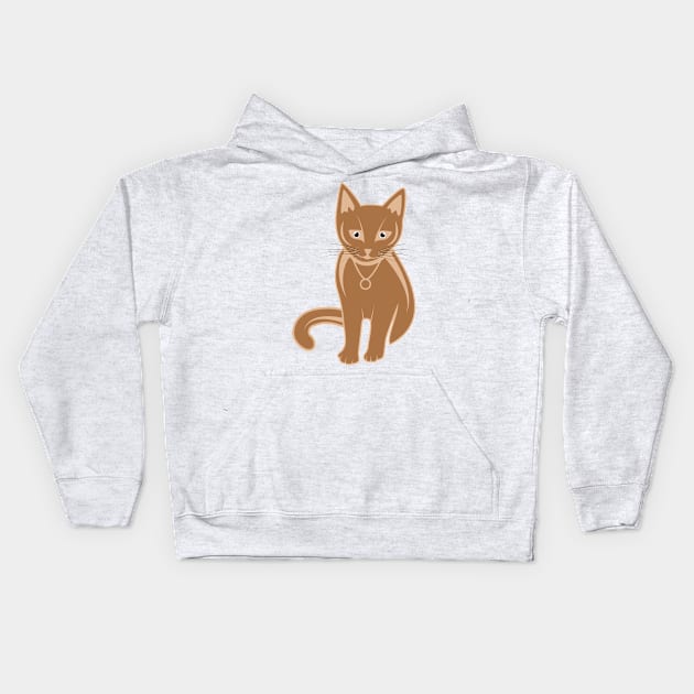 Cute brown cat Kids Hoodie by Farhad